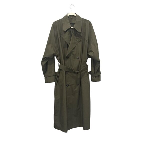 VINTAGE Khaki green oversized trench coat - Picture 10 of 17